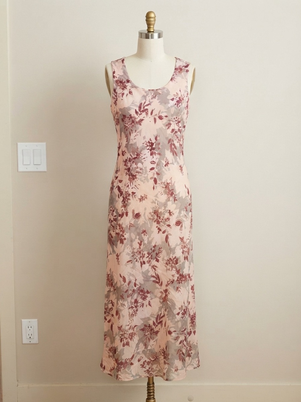 Coldwater Creek Blush Pink Floral Sleeveless Maxi Dress